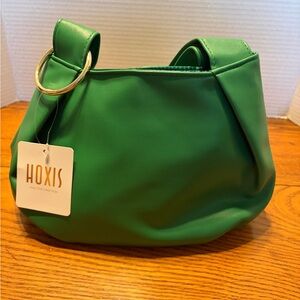 HOXIS Green Hobo Bag with Gold Ring Accent